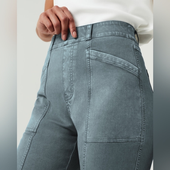 NWT Spanx Twill Straight Leg Pant color Hazy Blue Grey size XS - Picture 3 of 16